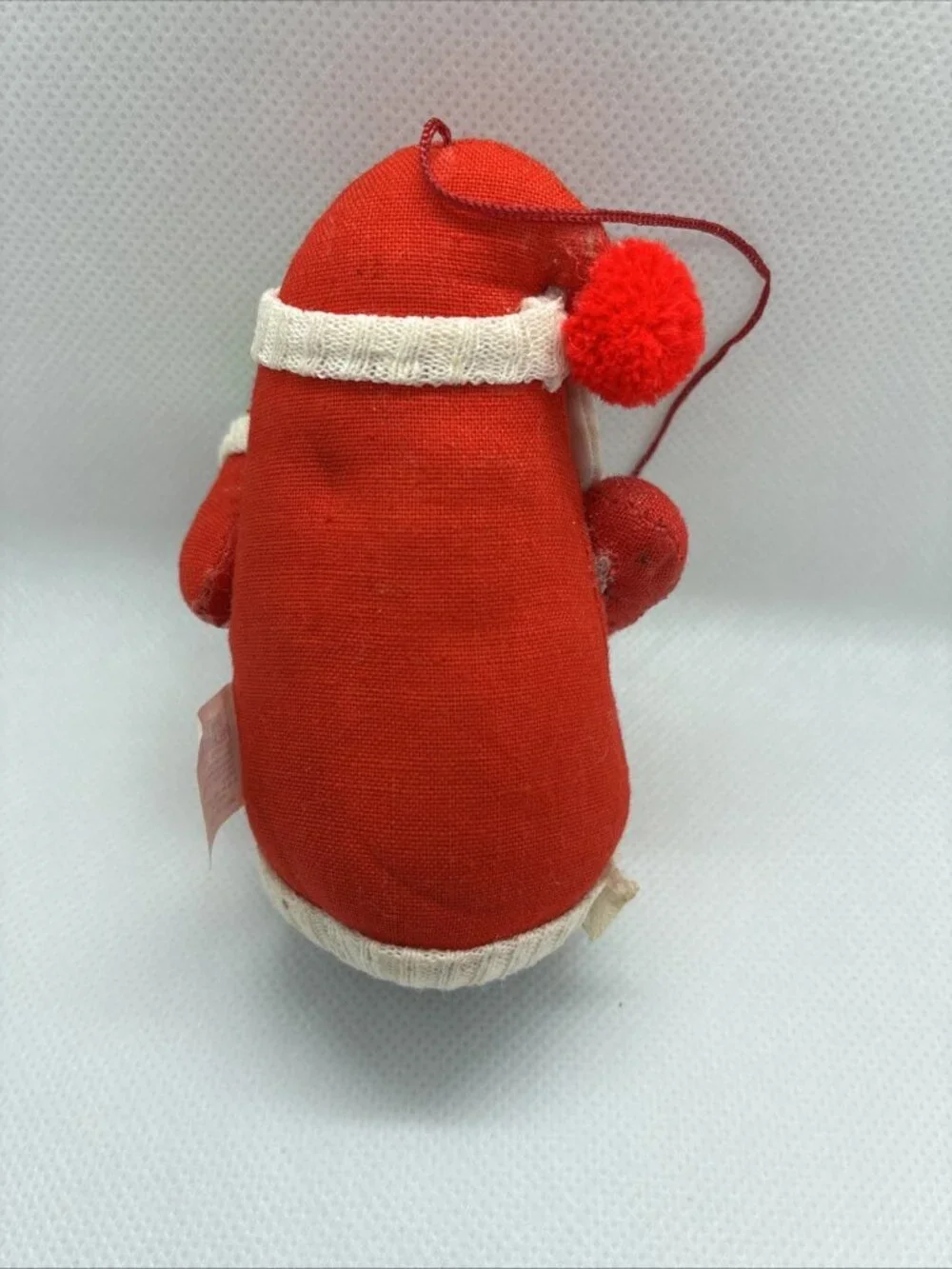 Vintage Handmade Cloth Santa Christmas Ornament Red Green Hanging Decor Rustic